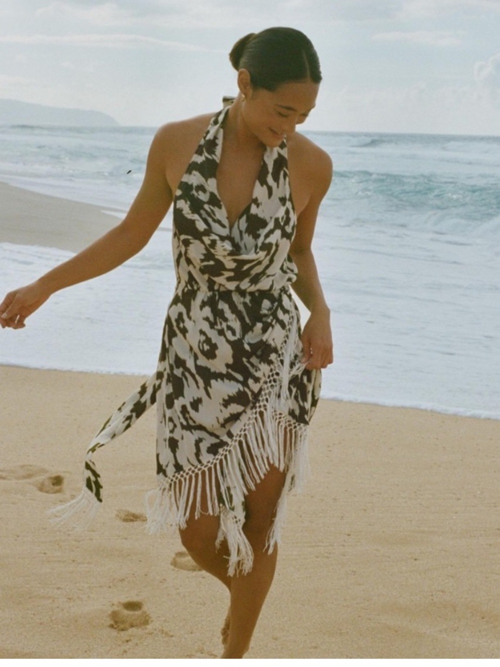 Anthropologie Halter Fringe Swim Sarong